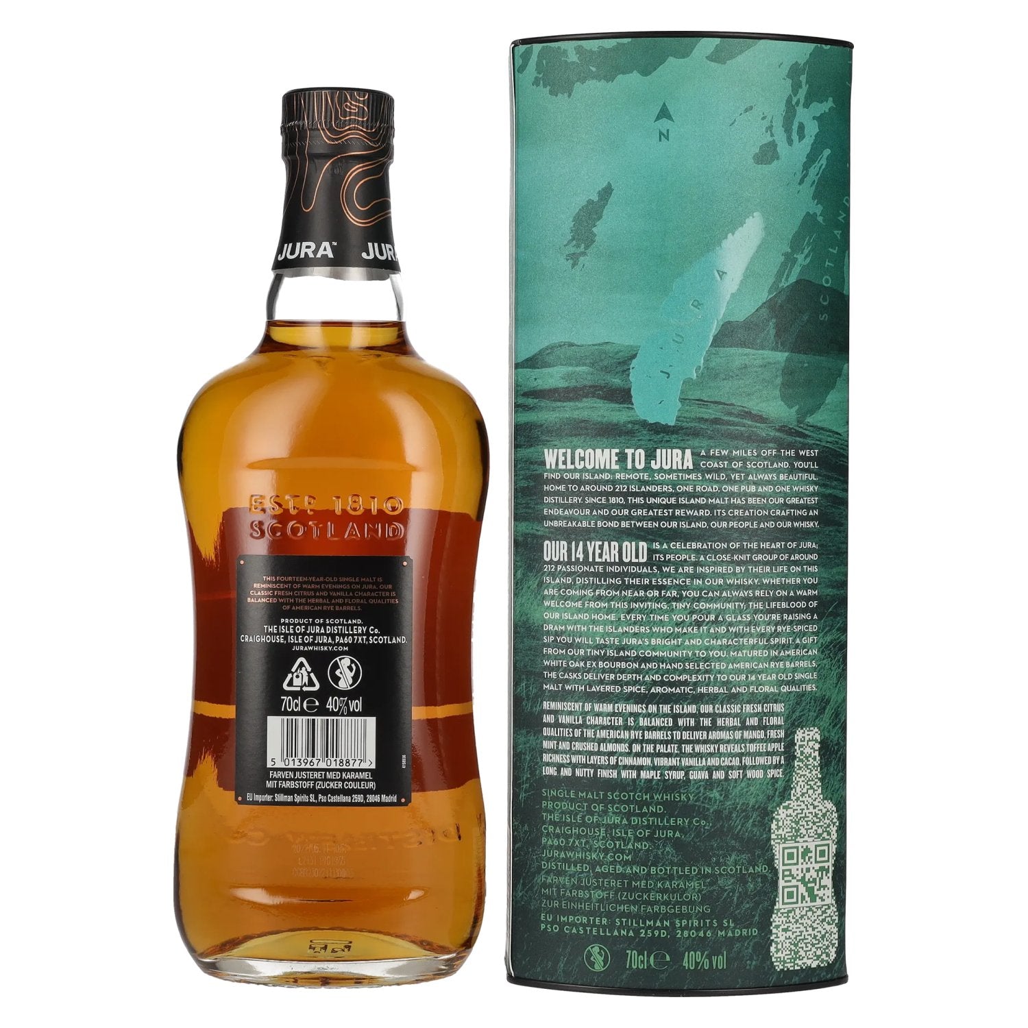 Jura 14 Years Old American Rye Cask Single Malt Scotch Whisky 40% Vol. 0,7l in Geschenkbox