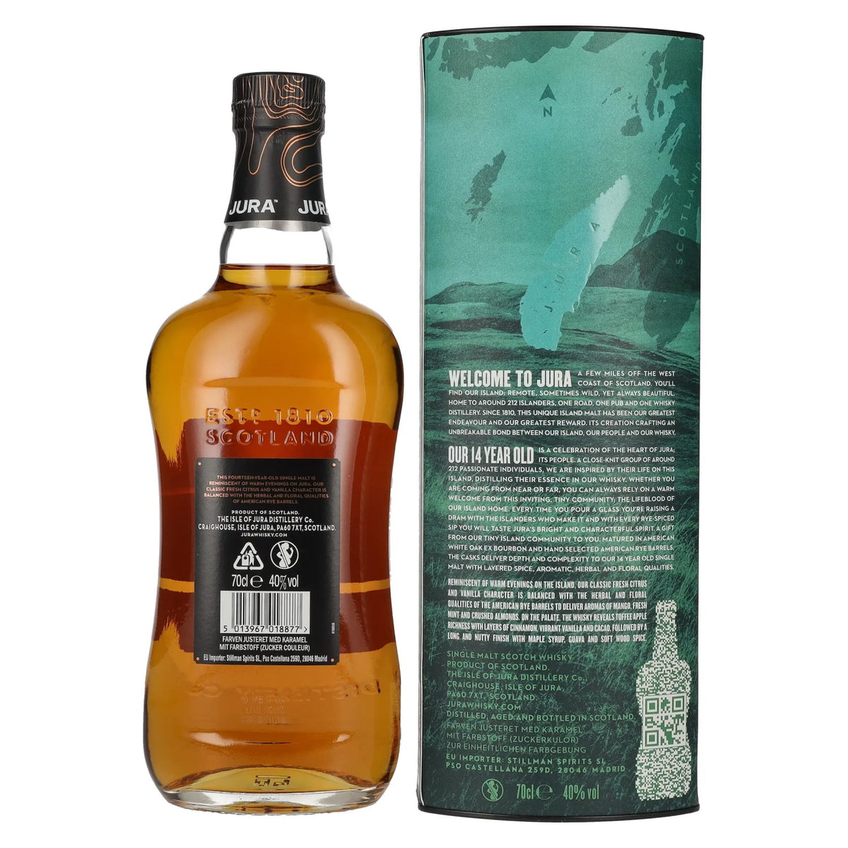 Jura 14 Years Old American Rye Cask Single Malt Scotch Whisky 40% Vol. 0,7l en boîte cadeau