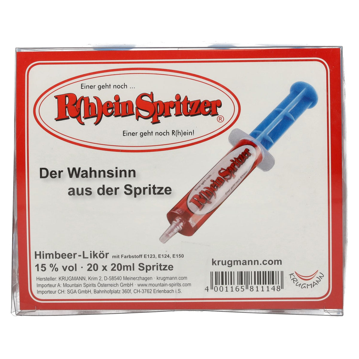 Krugmann R(h)einspritzer Himbeerlikör 15% Vol. 20x0,02l PET