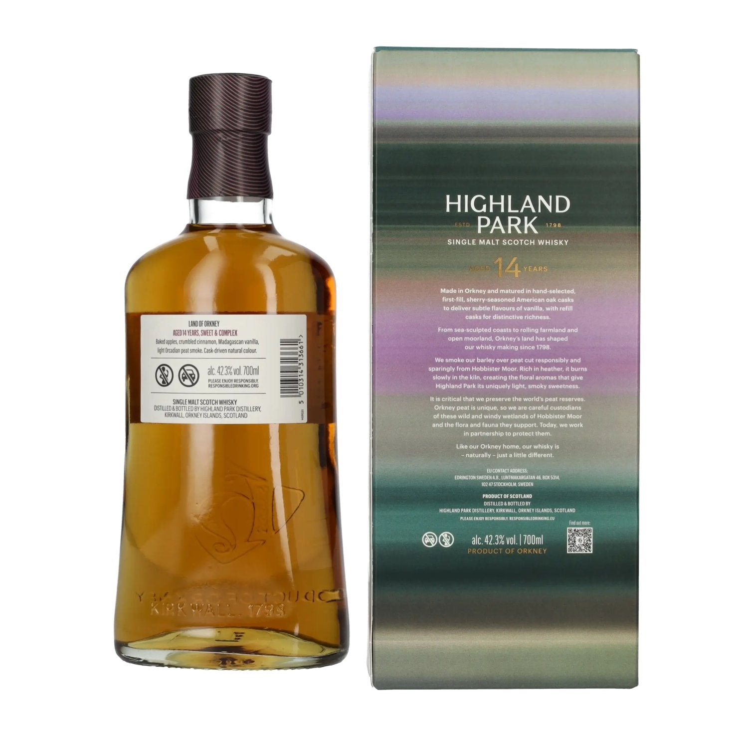 Highland Park 14 Years Old LAND OF ORKNEY Single Malt Scotch Whisky 42,3% Vol. 0,7l en boîte cadeau