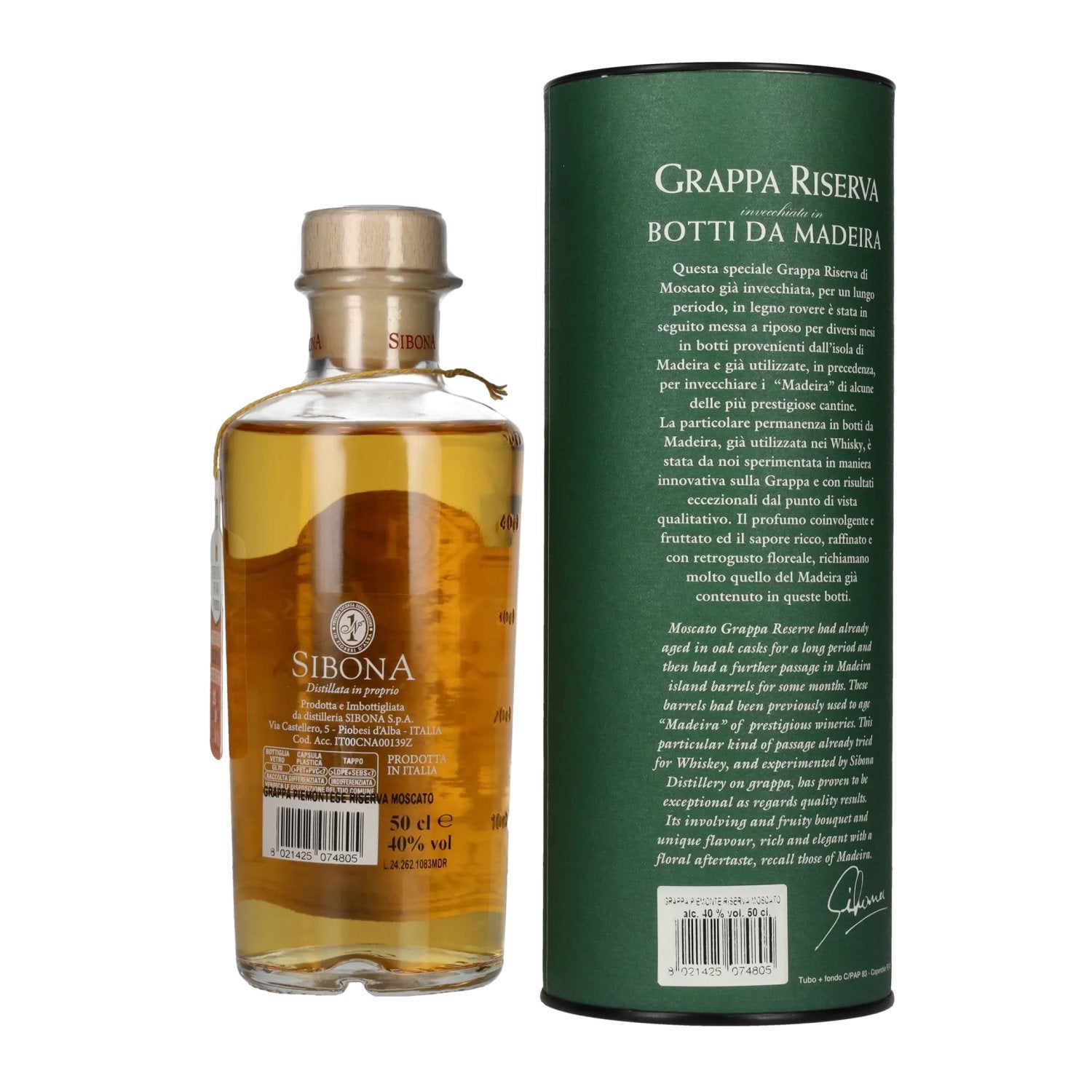 Sibona GRAPPA RISERVA Botti da MADEIRA 40% Vol. 0,5l in Geschenkbox