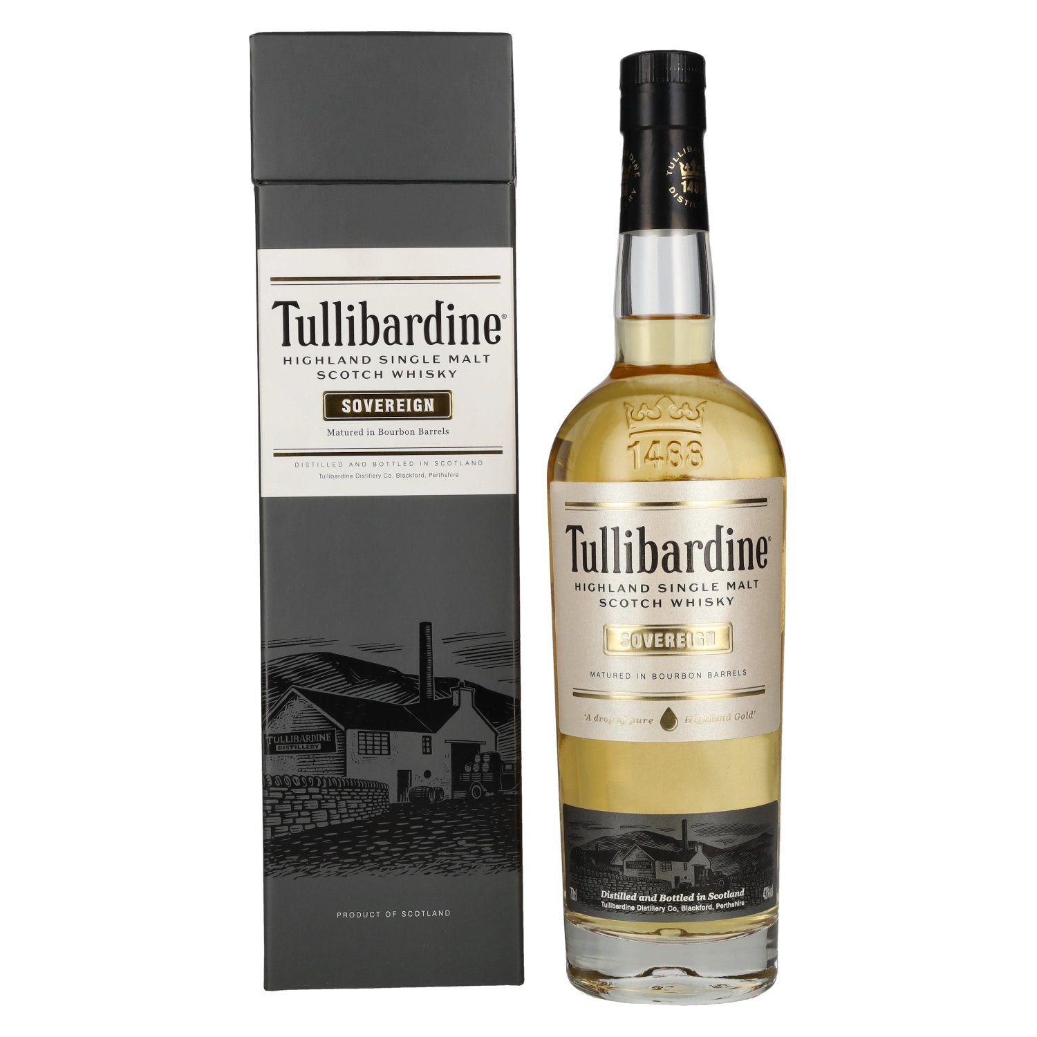 Tullibardine SOVEREIGN Highland Single Malt Scotch Whisky 43% vol. 0,7l en coffret cadeau