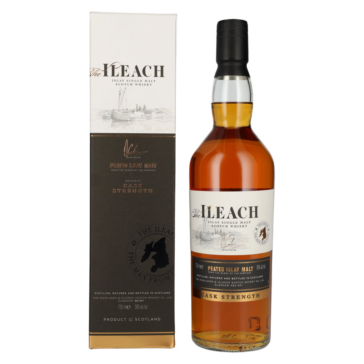 Ileach PEATED ISLAY Single Malt CASK STRENGTH 58% Vol. 0,7l in gift box