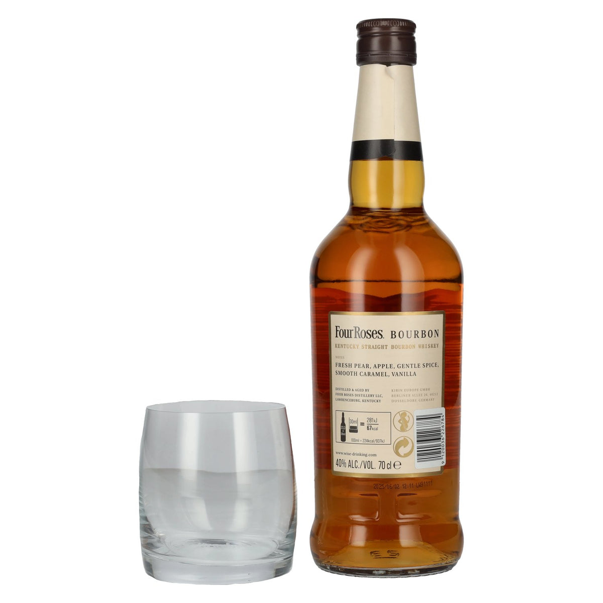 Four Roses Bourbon 40% Vol. 0,7l mit Whisky Glas