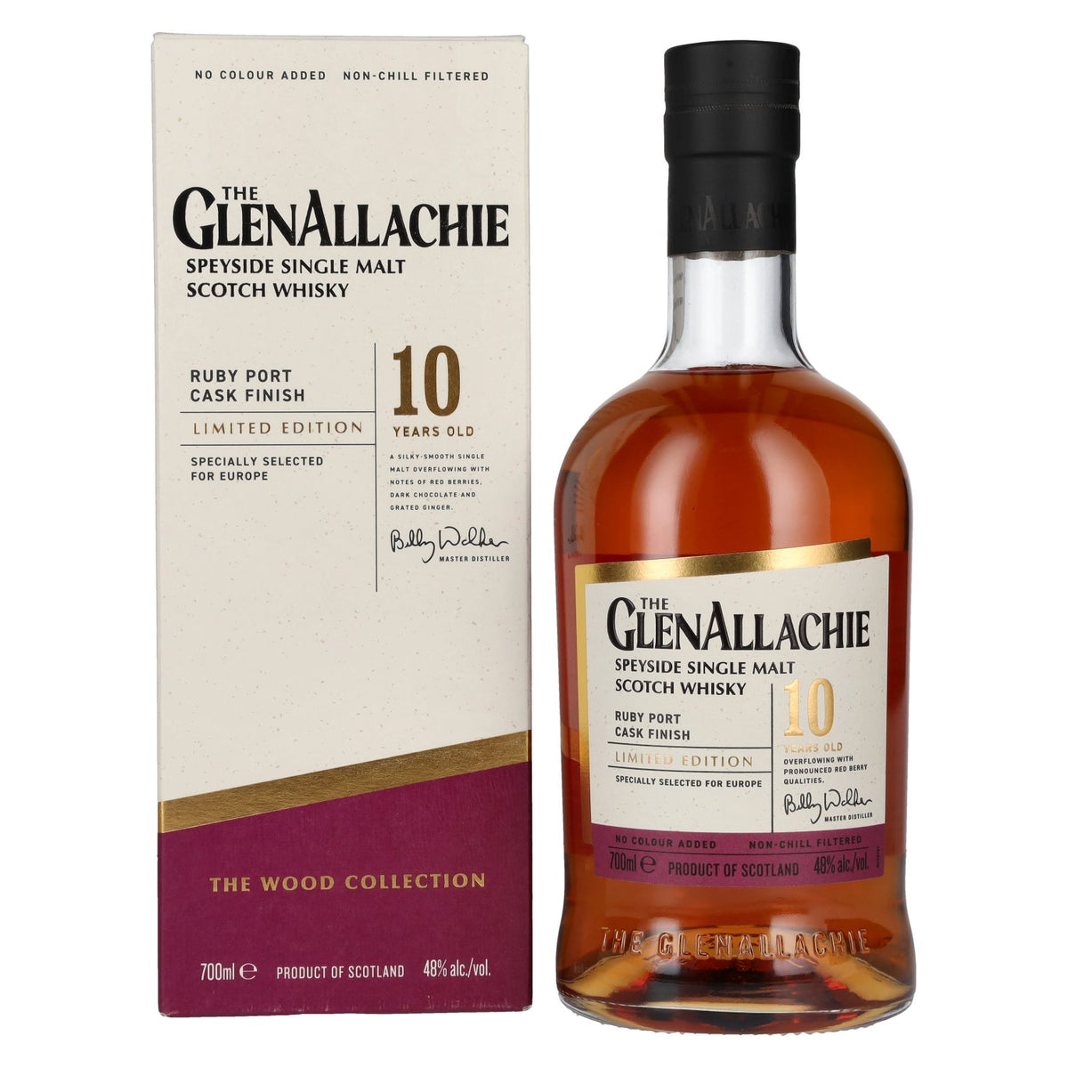 The GlenAllachie 10 Years Old RUBY PORT WOOD FINISH 48% vol. 0,7l en boîte cadeau