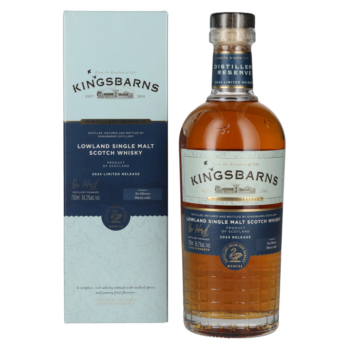 Kingsbarns DISTILLERY RESERVE Ex Oloroso Sherry Cask Scotch Whisky 2024 58,2% Vol. 0,7l en boîte cadeau