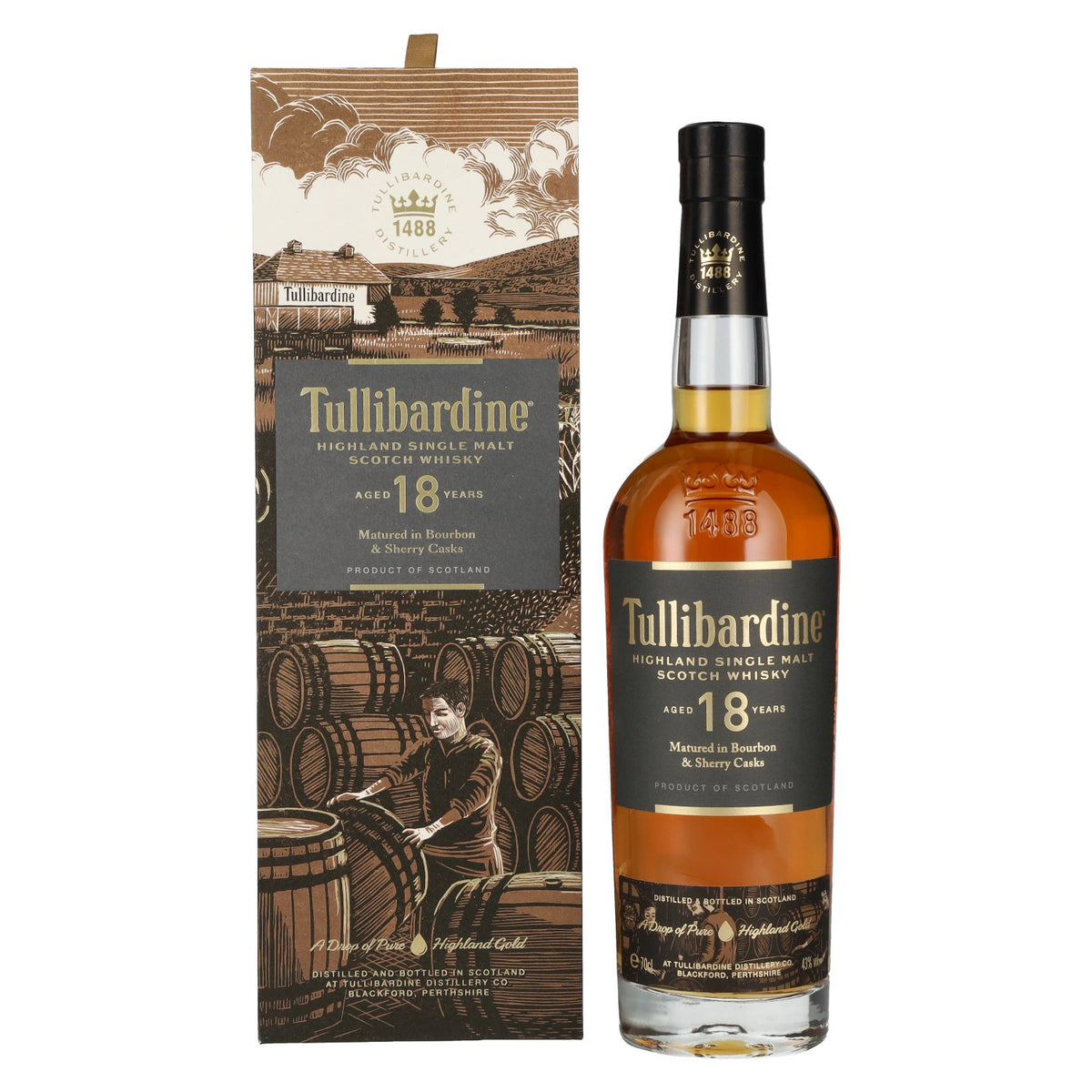 Tullibardine 18 Years Old Highland Single Malt Scotch Whisky 43% Vol. 0,7l in Geschenkbox