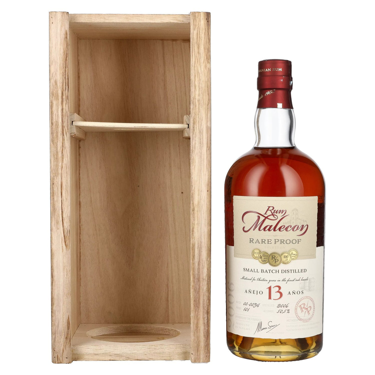 Rum Malecon Añejo 13 ans RARE PROOF 2006 50,5 % vol. 0,7 l dans un coffret en bois