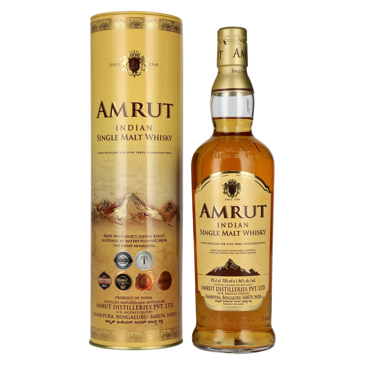 Amrut Indian Single Malt Whisky 46% Vol. 0,7l en Tinbox