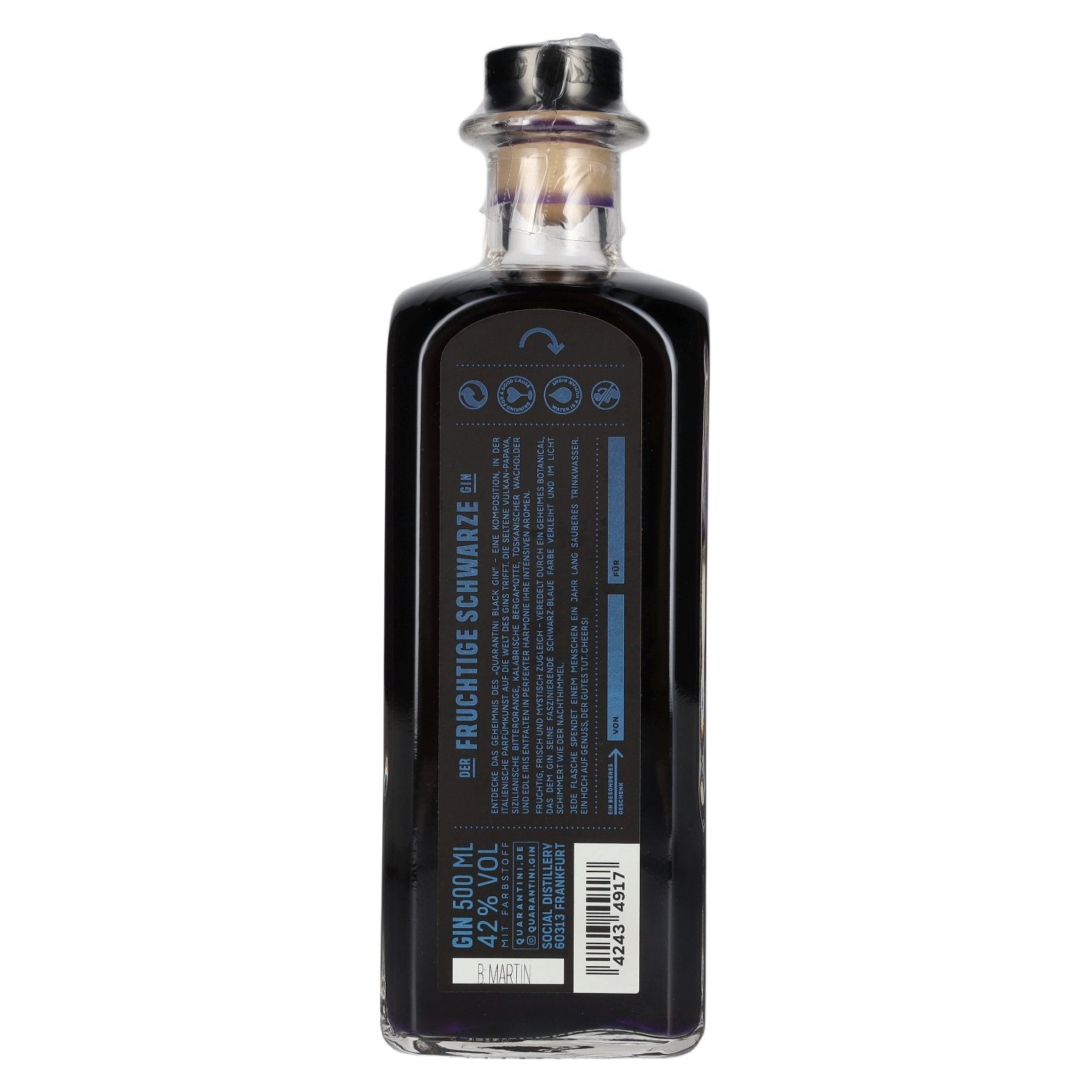 Quarantini Social Black Gin 42% Vol. 0,5l