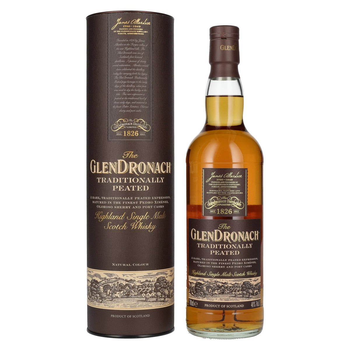 The GlenDronach TRADITIONALLY PEATED Highland Single Malt 48% vol. 0,7l en coffret cadeau