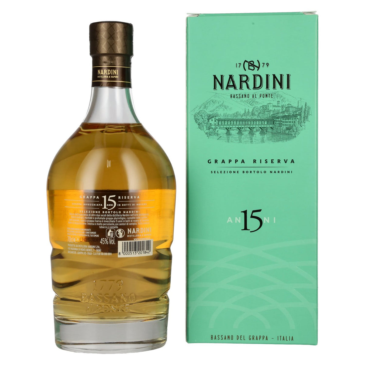Nardini Grappa Riserva 15 ANNI 45% Vol. 0,7l in Geschenkbox