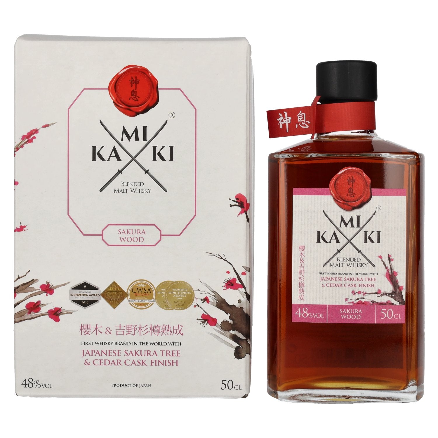 KAMIKI Blended Malt Whisky SAKURA &amp; CEDAR Cask Finish 48% Vol. 0,5l in gift box