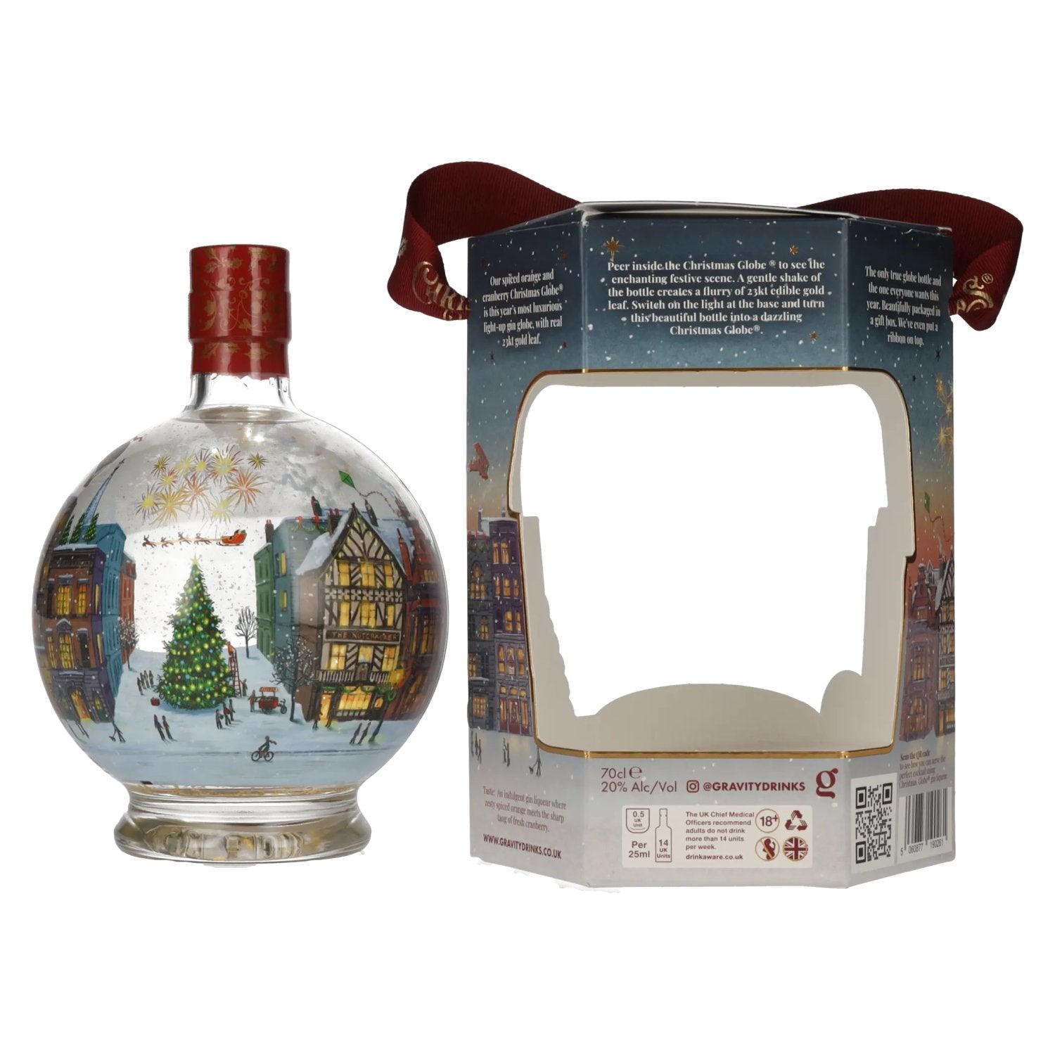 Christmas Globe Spiced Orange & Cranberry Gin Liqueur Light-Up 20% Vol. 0,7l in Geschenkbox