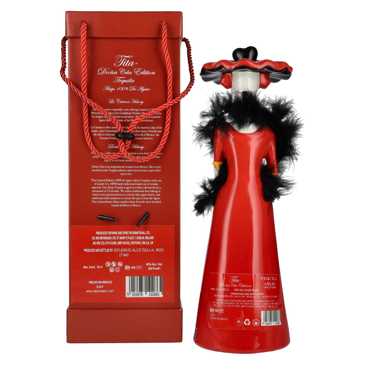 Dona Celia Tequila Añejo 100% de Agave 40% Vol. 0,7l en boîte cadeau