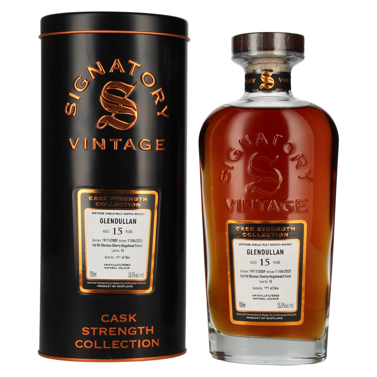 Signatory Vintage GLENDULLAN 15 Years Old 1st Fill Oloroso Cask Strength #10 2009 55,5% Vol. 0,7l en Tinbox