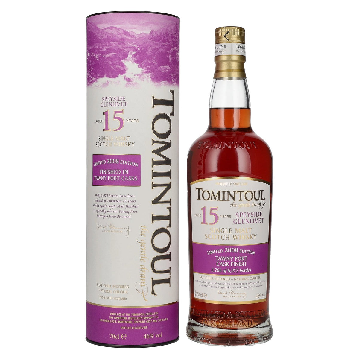 Tomintoul 15 Years Old TAWNY PORT CASKS Finish 2008 46% Vol. 0,7l en boîte cadeau