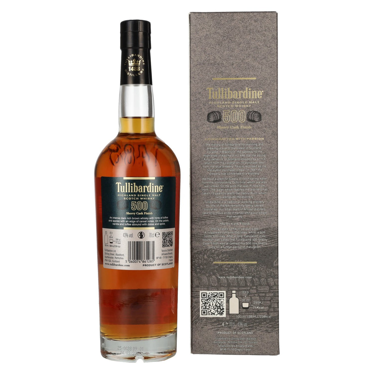 Tullibardine 500 Sherry Finish Highland Single Malt Scotch Whisky 43% Vol. 0,7l in gift box