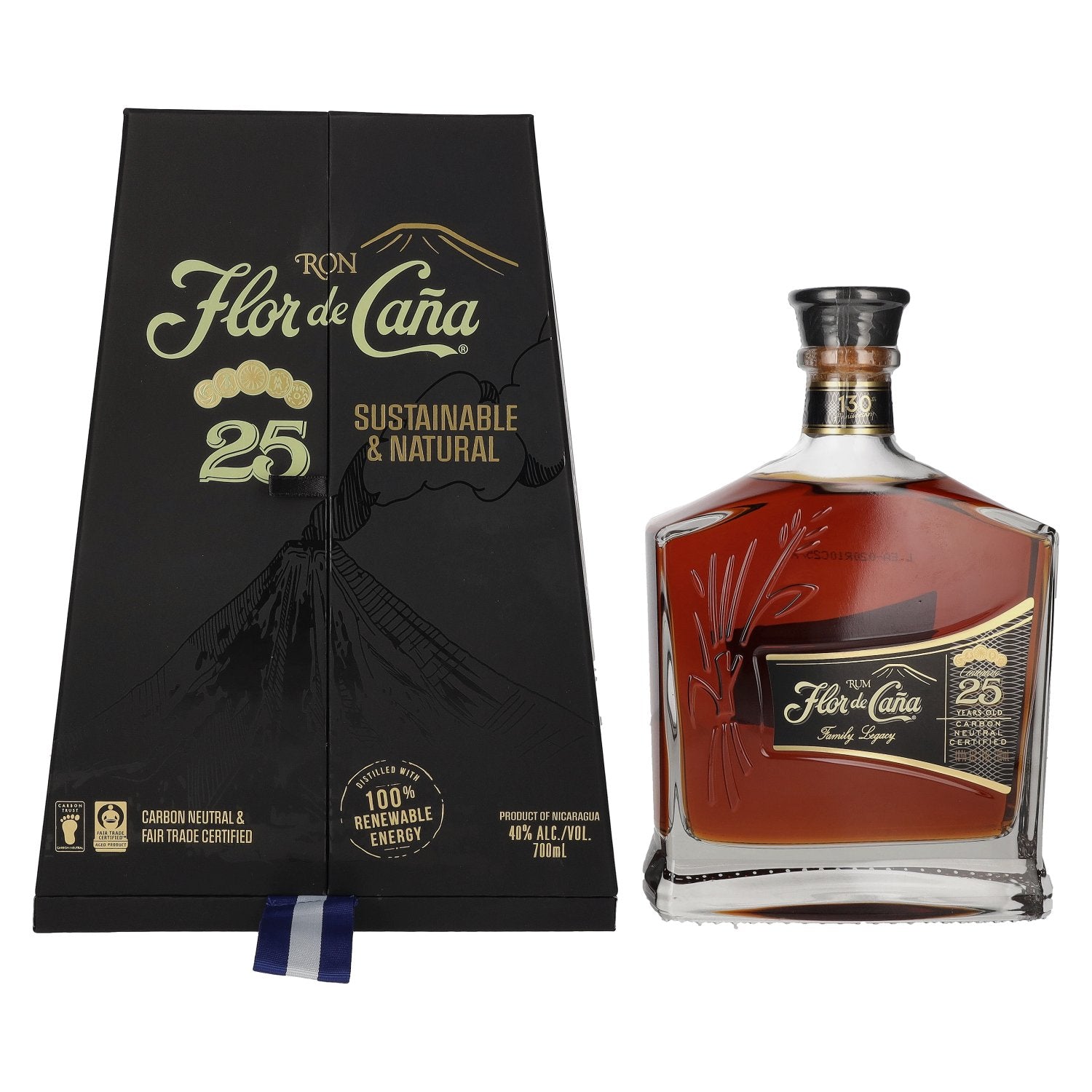 Flor de Caña 25 Years Old Slow Aged Single Estate Rum 40% Vol. 0,7l en boîte cadeau