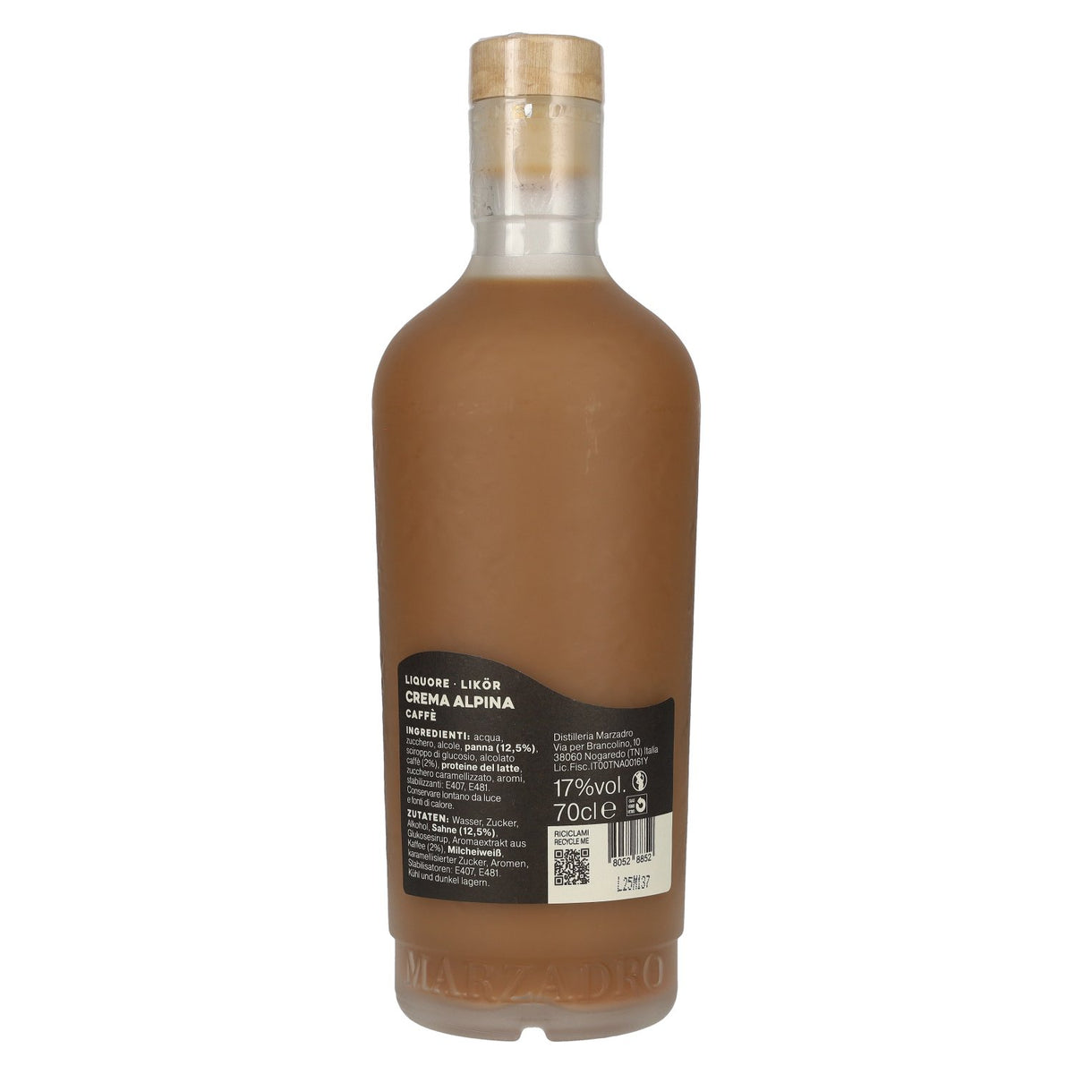 Marzadro Crema Alpina Coffee Liqueur 17% ABV 0.7 l