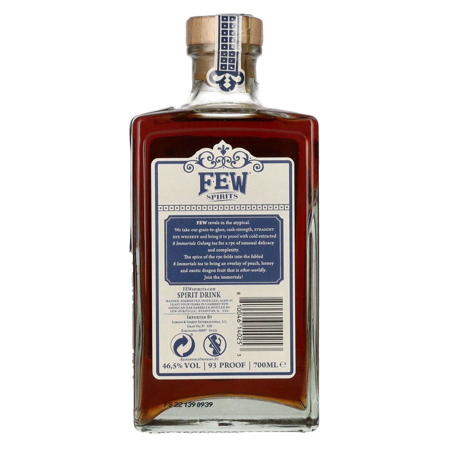 FEW Immortal Rye Whiskey with Eight Immortals Tea 46,5% Vol. 0,7l