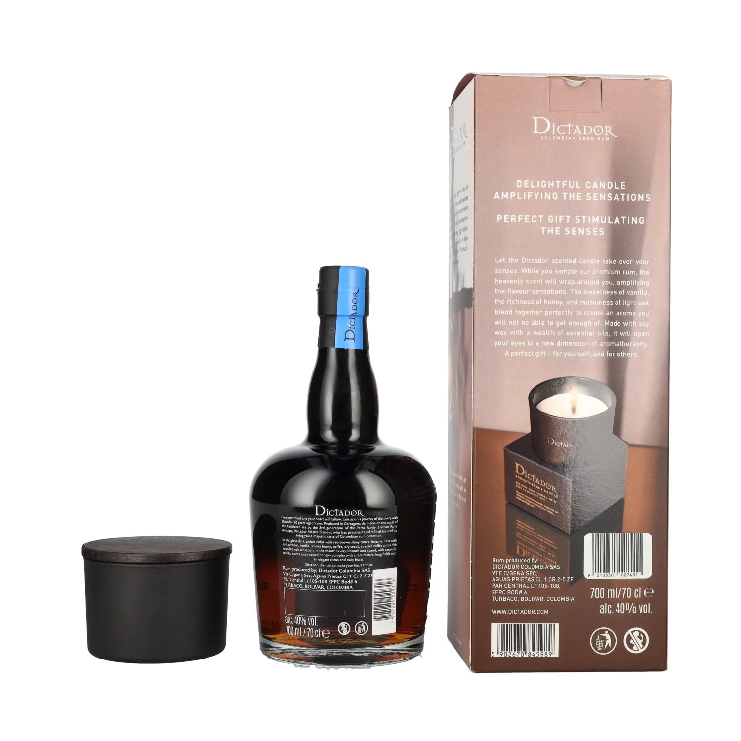 Dictador 20 Years Old ICON RESERVE Rhum colombien 40% vol. 0,7l en boîte cadeau avec bougie