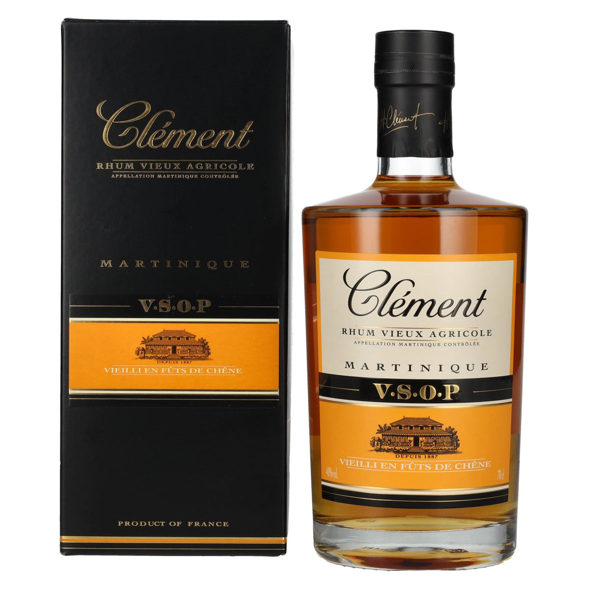 Clément Rhum Vieux Agricole V.S.O.S. VIEILLI EN FÛTS DE CHÊNE 40% Vol. 0,7l in gift box