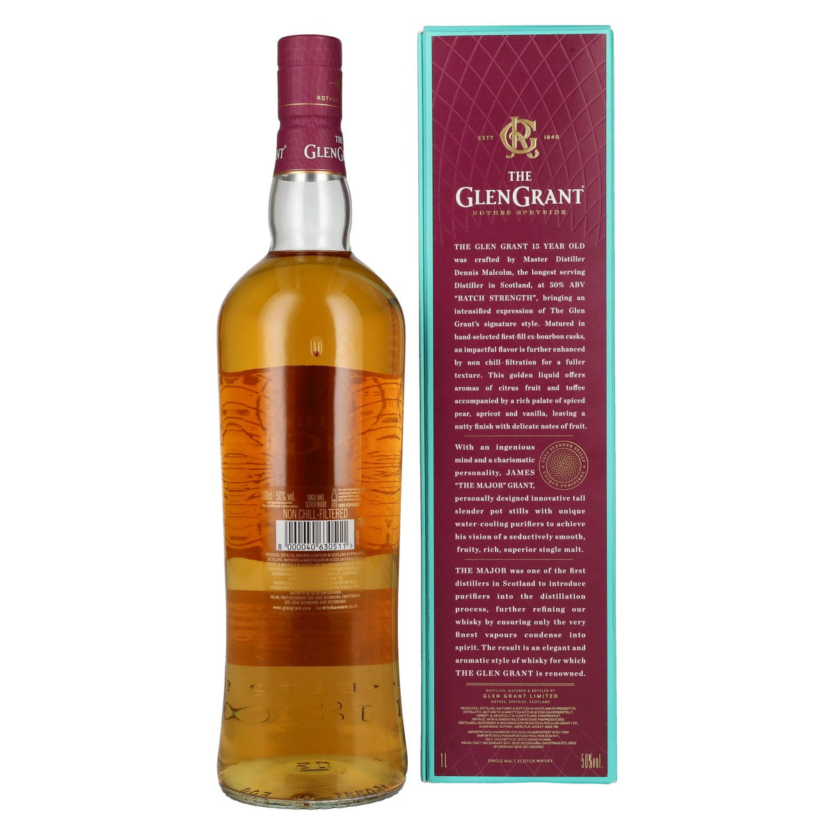 Glen Grant 15 Years Old BATCH STRENGTH Single Malt Whisky 50% Vol. 1l en coffret cadeau