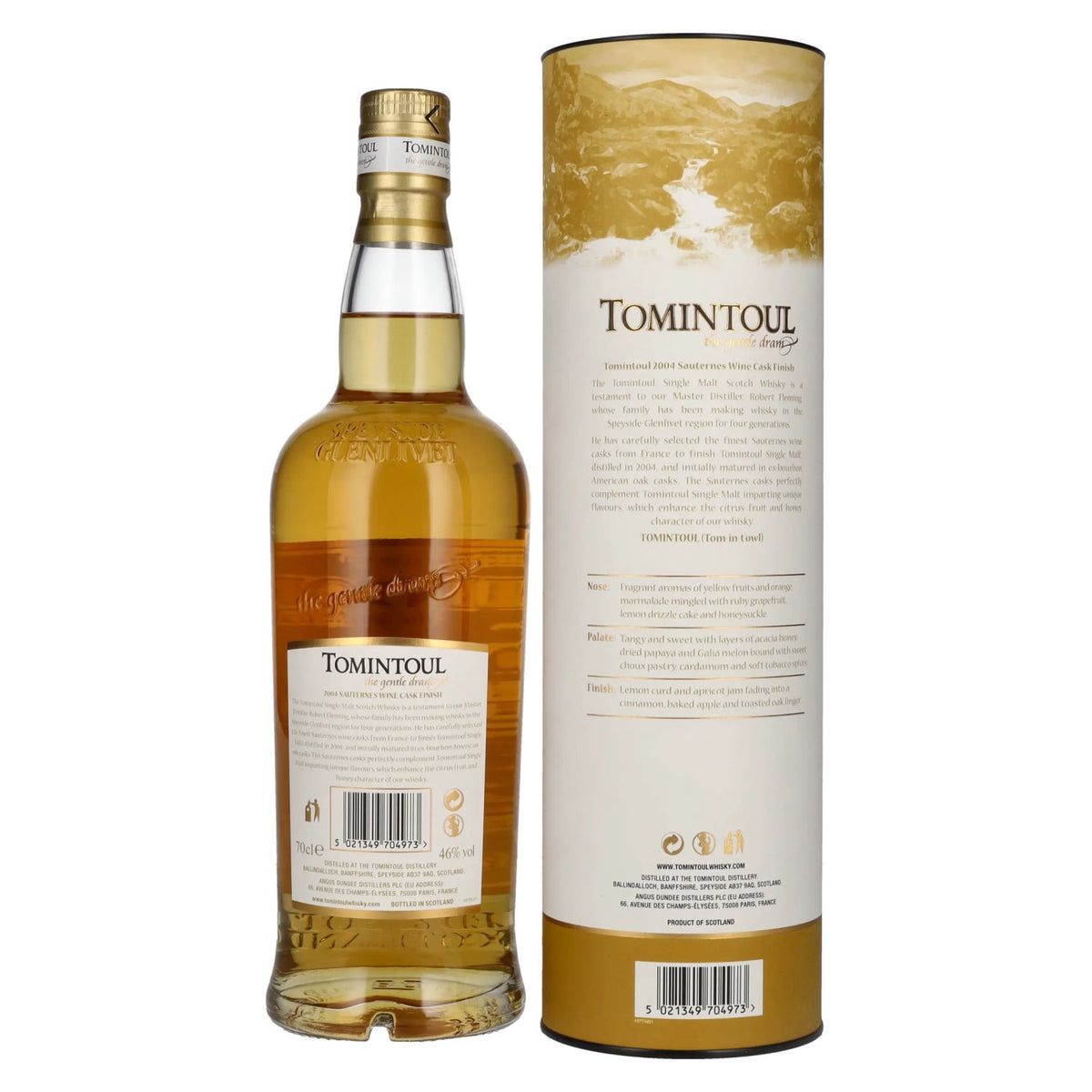 Tomintoul 16 Years Old The Gentle Dram Single Malt Scotch Whisky Limited Edition 2004 46% Vol. 0,7l en boîte cadeau