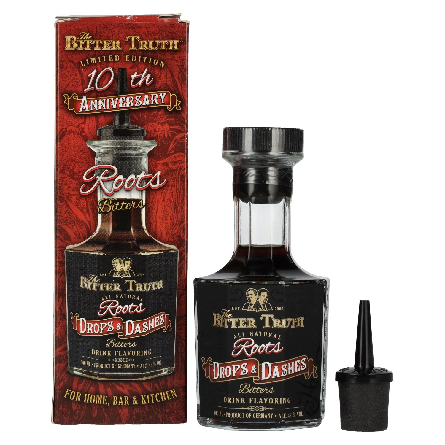 The Bitter Truth Roots Drops &amp; Dashes Bitters 10th Anniversary Limited Edition 42% vol. 0,1l en boîte cadeau