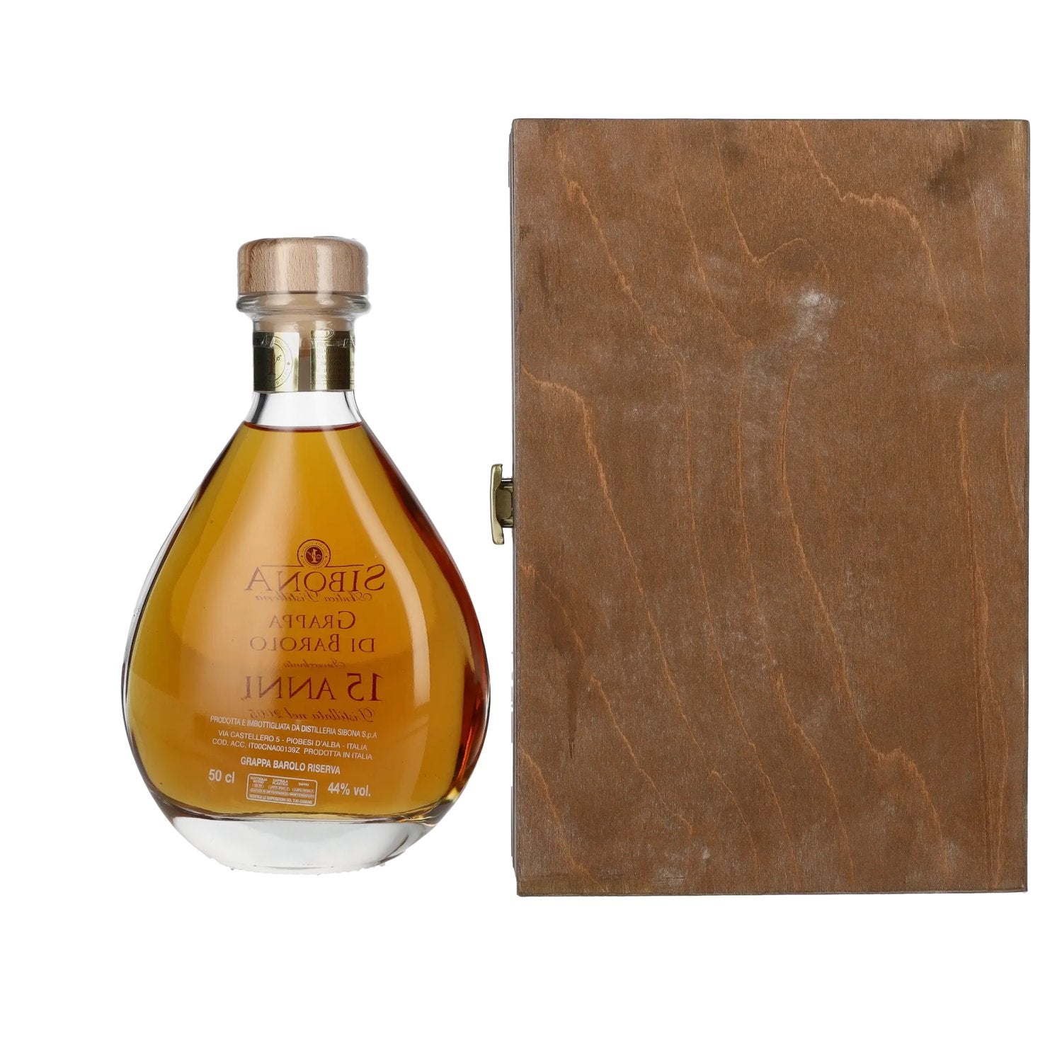 Sibona RISERVA SPECIALE Grappa di Barolo 15 ANNI 44% Vol. 0,5l in wooden box