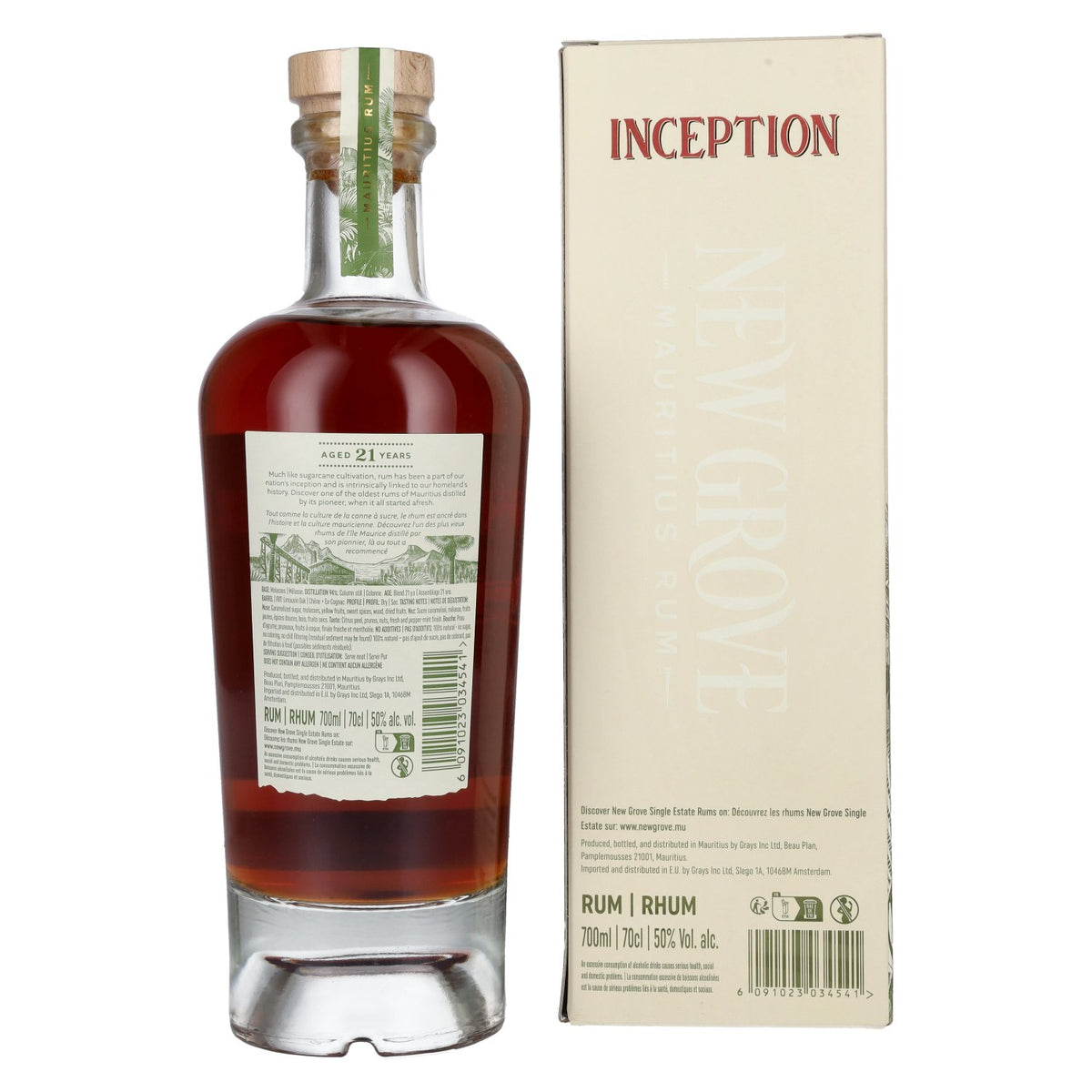 New Grove Rum INCEPTION 21 Years Old Mauritius Rum Vintage 2004 50% Vol. 0,7l en boîte cadeau