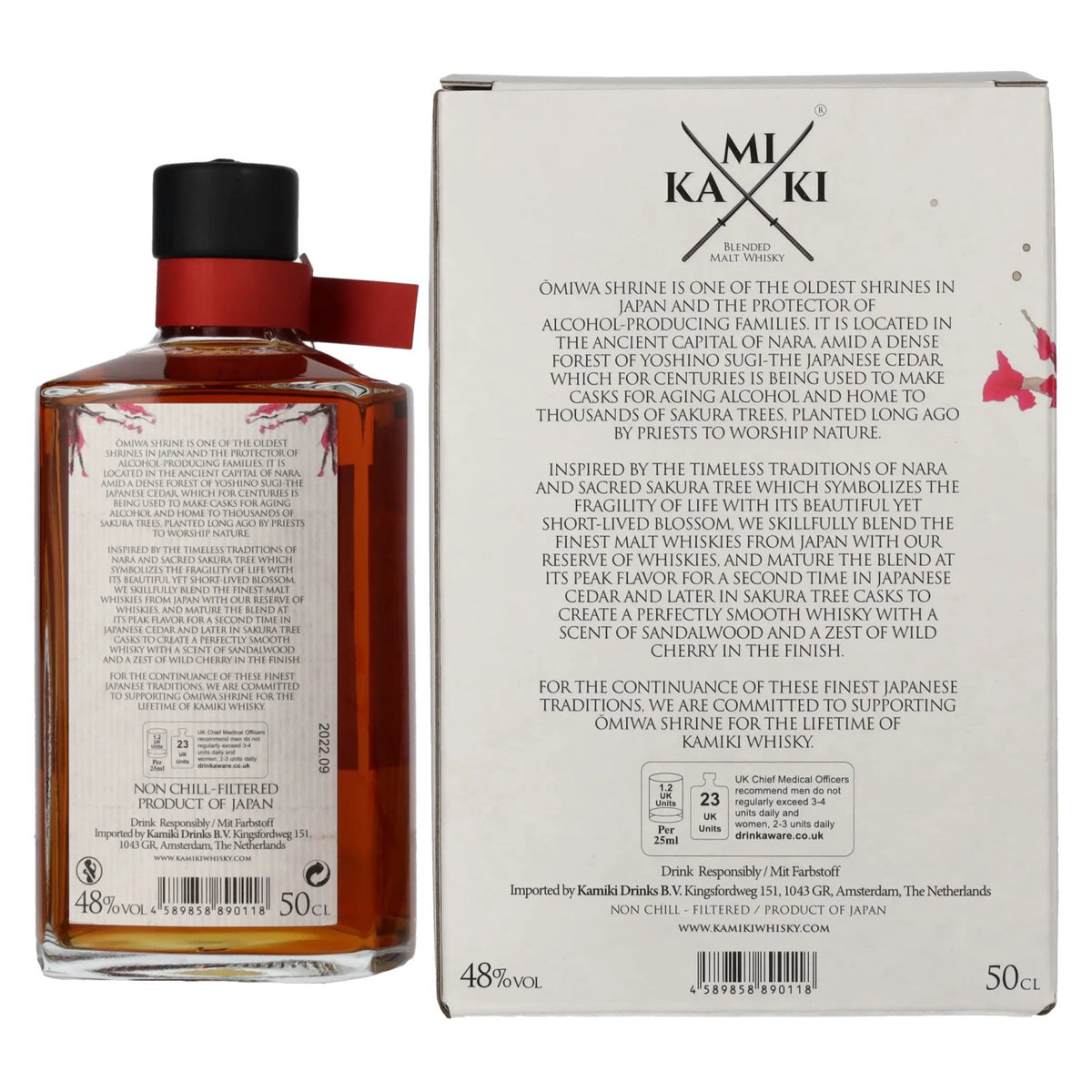 KAMIKI Blended Malt Whisky SAKURA &amp; CEDAR Cask Finish 48% Vol. 0,5l in gift box