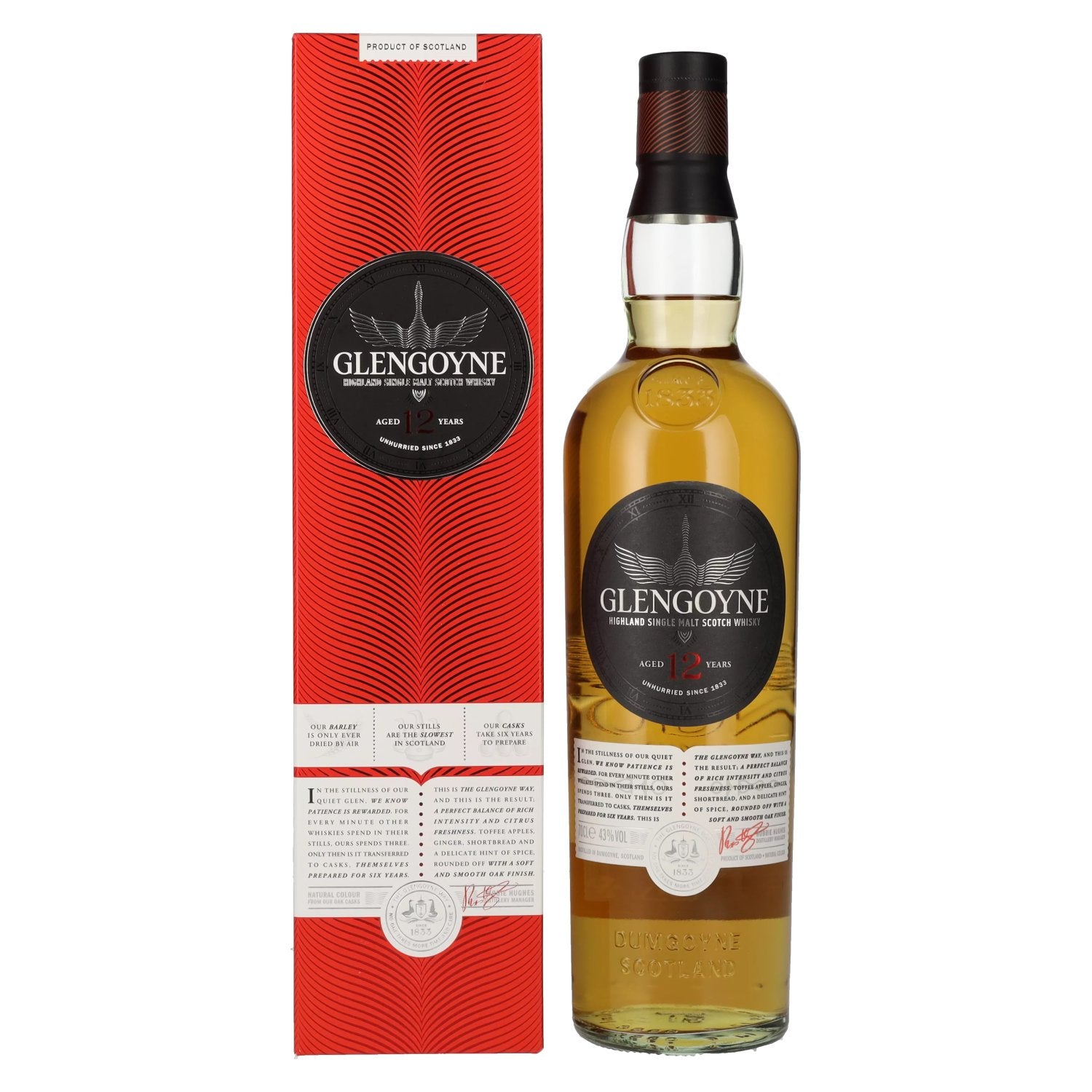 Glengoyne 12 Years Old Highland Single Malt Scotch Whisky 43% Vol. 0,7l in gift box