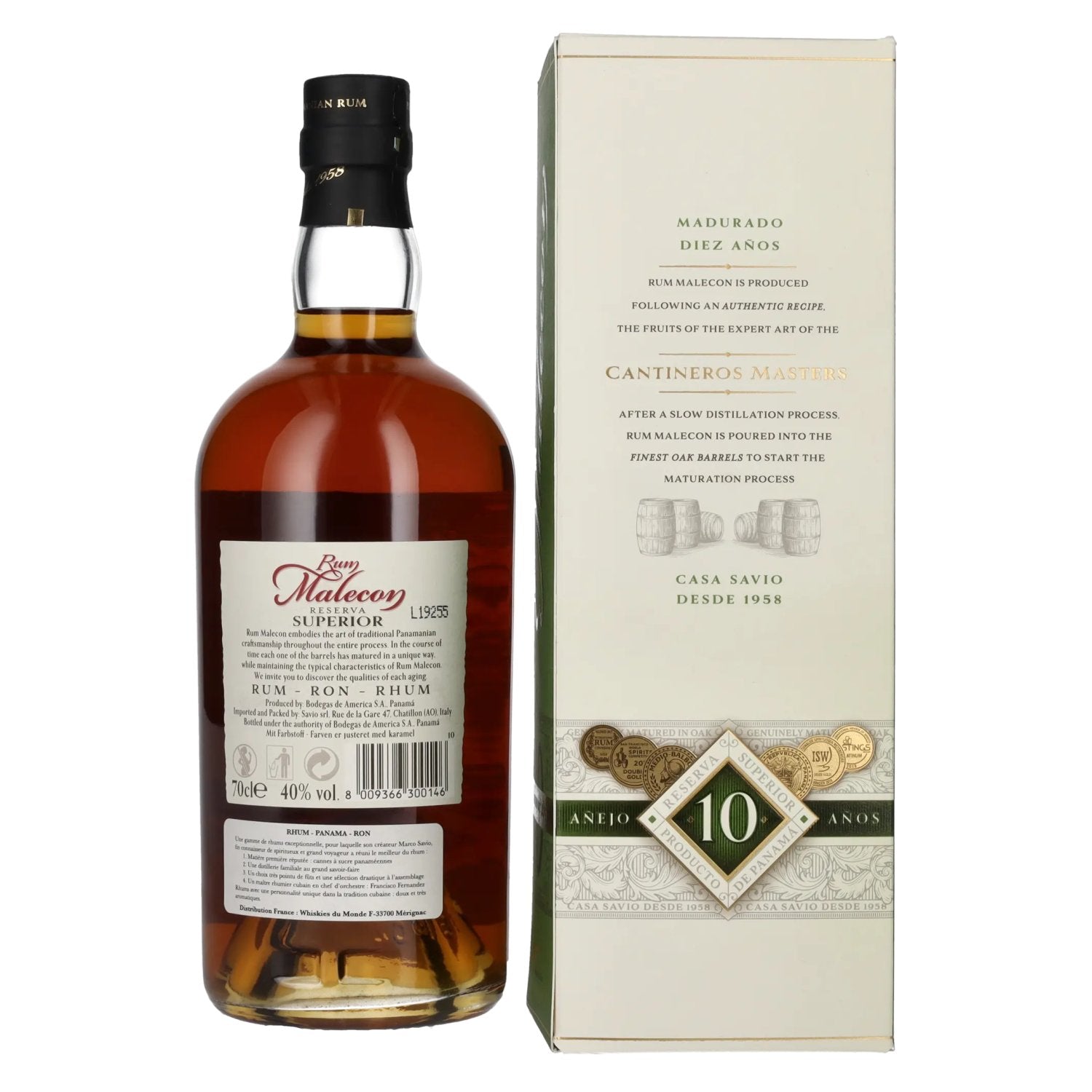 Rum Malecon Añejo 10 Años Reserva Superior 40% Vol. 0,7l en boîte cadeau