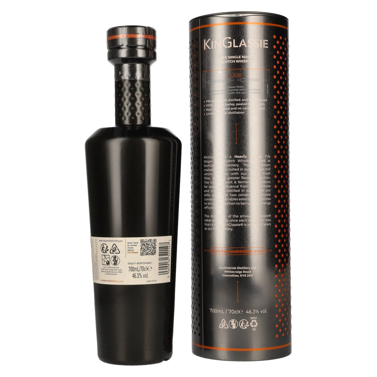 Inchdairnie KinGlassie 8 Years Old Raw Fife Single Malt Scotch Whisky 46,3% Vol. 0,7l en Tinbox
