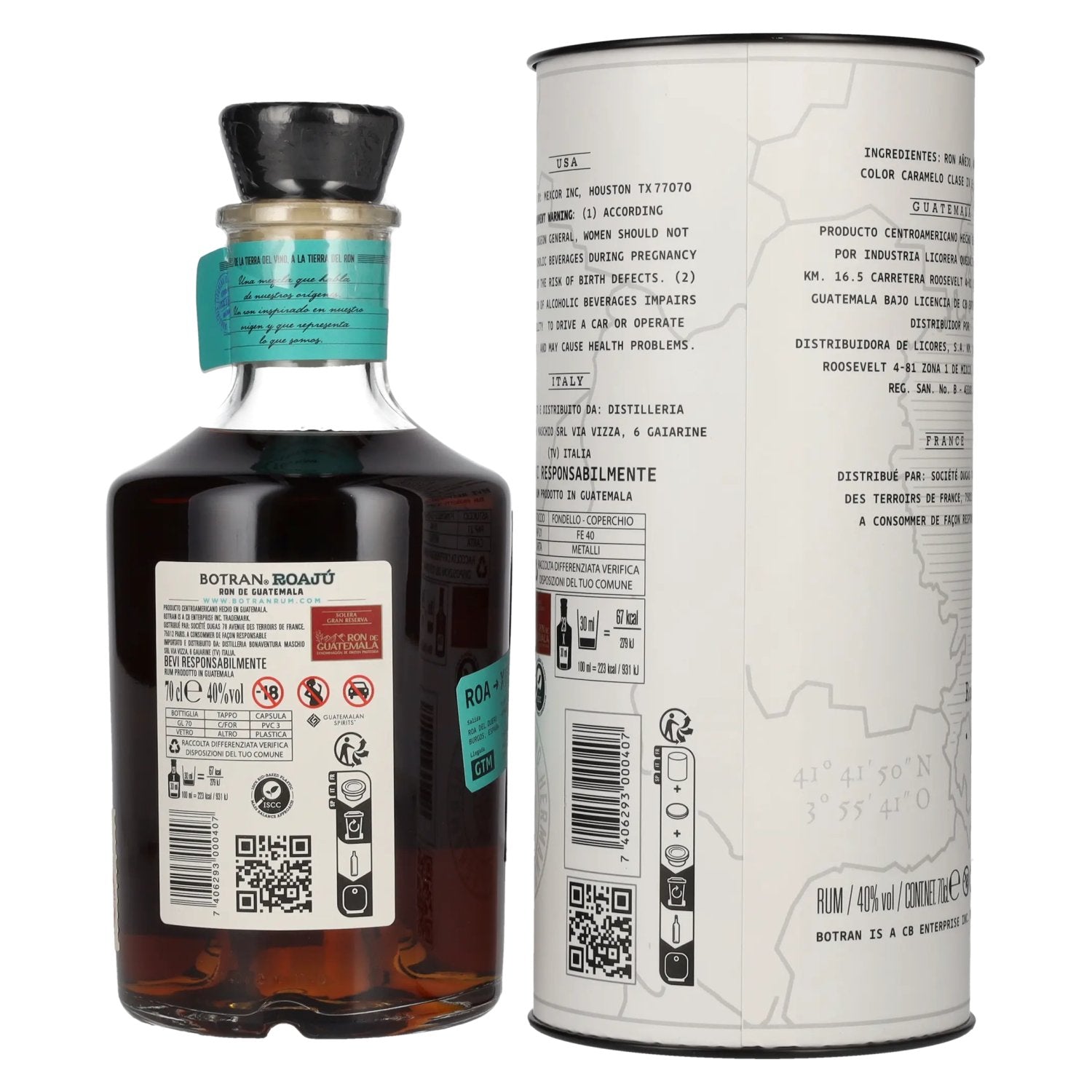 Botran ROAJÚ Roner de Guatemala Rum 40% Vol. 0,7l in gift box