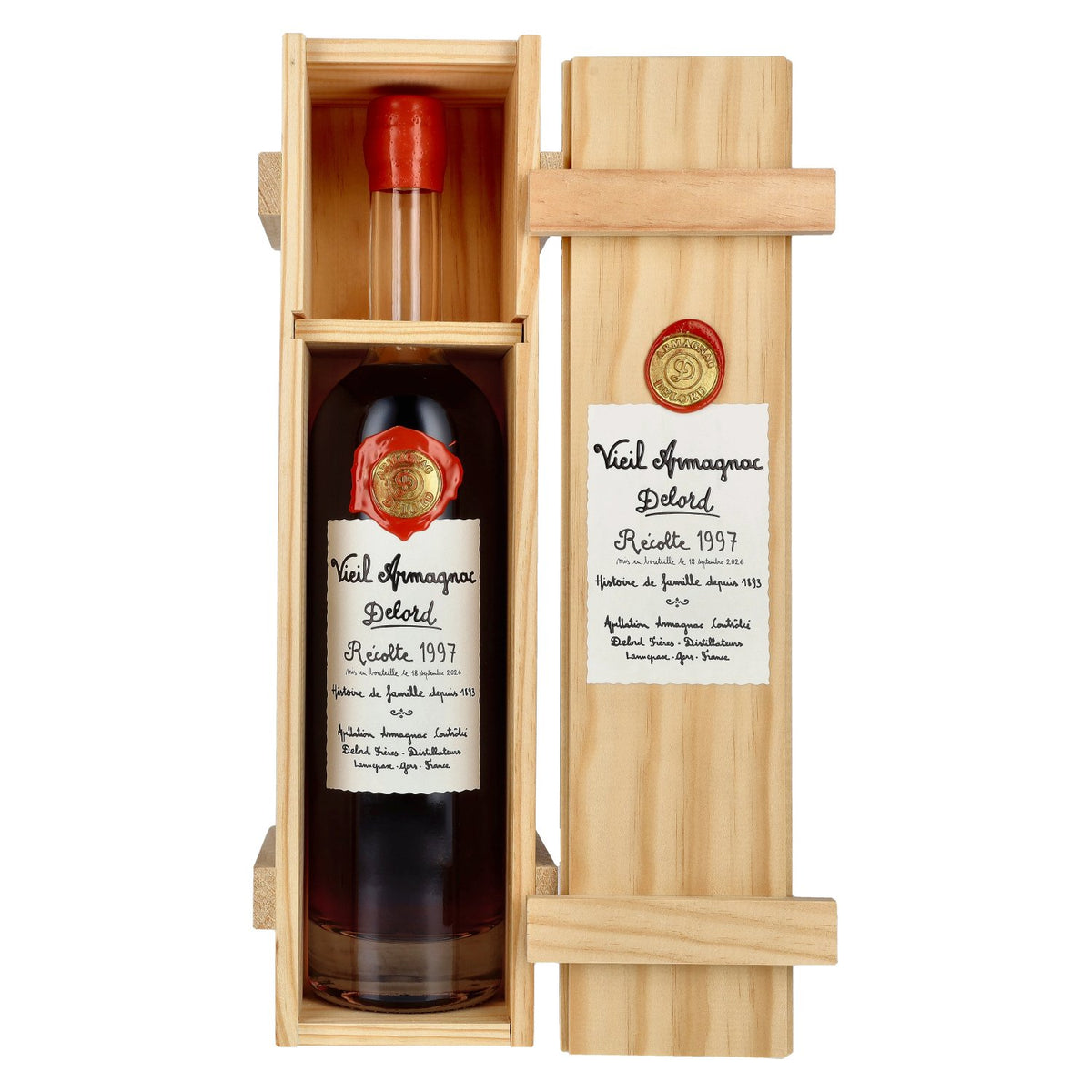 Vieil Armagnac Delord Vintage Récolte 1997 40% Vol. 0,7l in Holzkiste