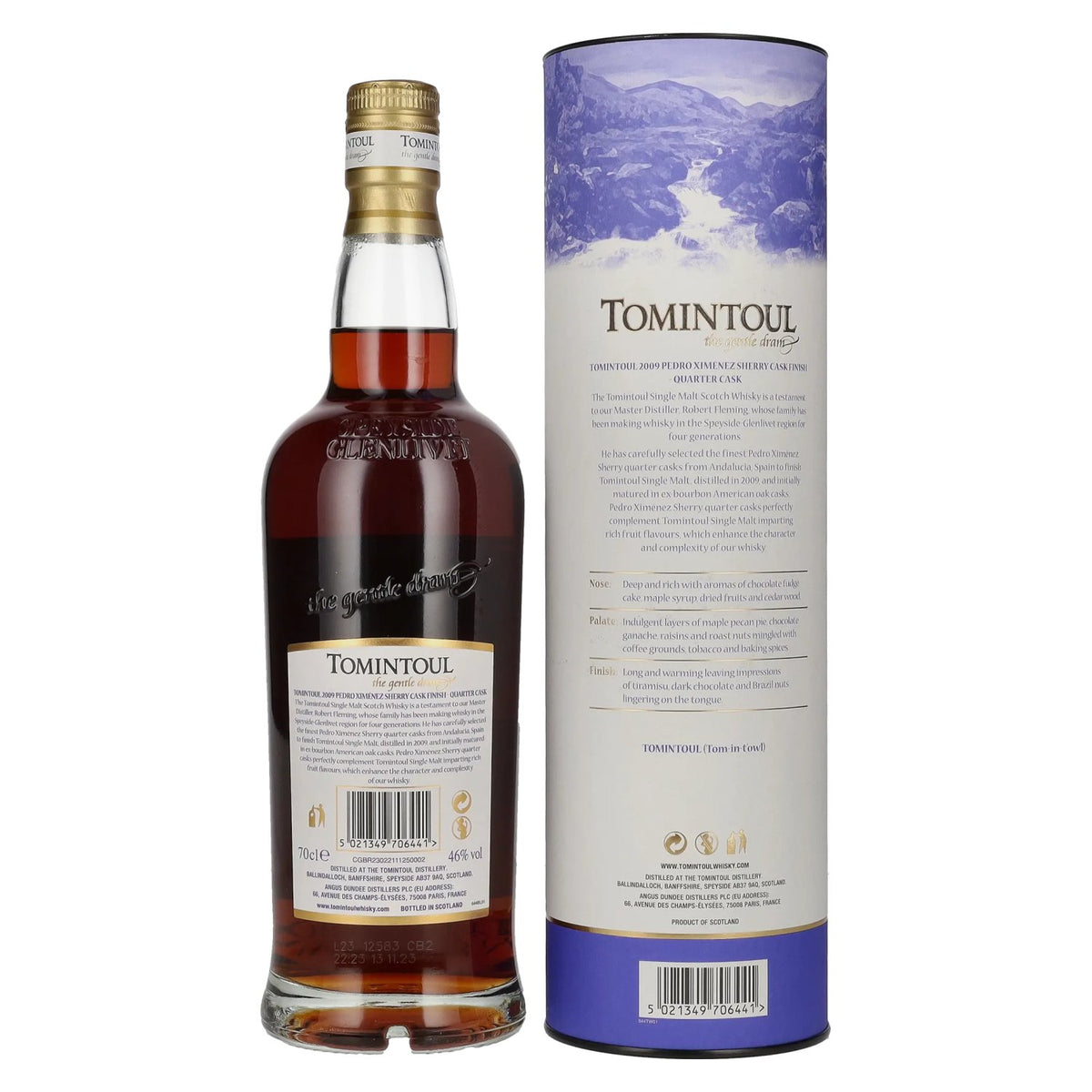 Tomintoul 14 Years Old PX SHERRY QUARTER CASK Finish 2009 46% Vol. 0,7l en boîte cadeau