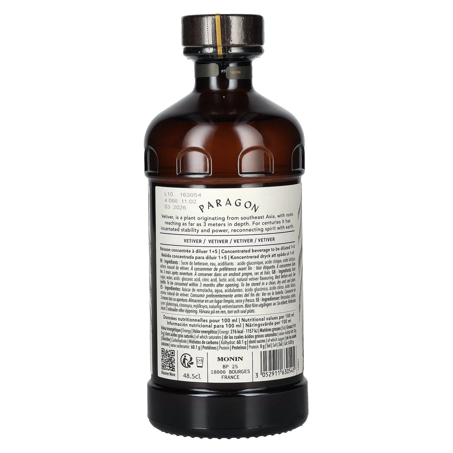 Monin Paragon VETIVER Single Botanic Cordial Mystic Collection 0,485l