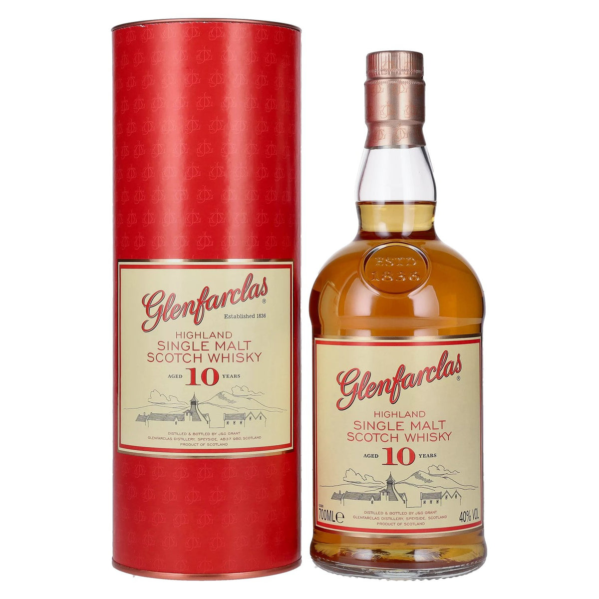 Glenfarclas 10 Years Old Highland Single Malt Scotch Whisky 40% Vol. 0,7l en boîte cadeau