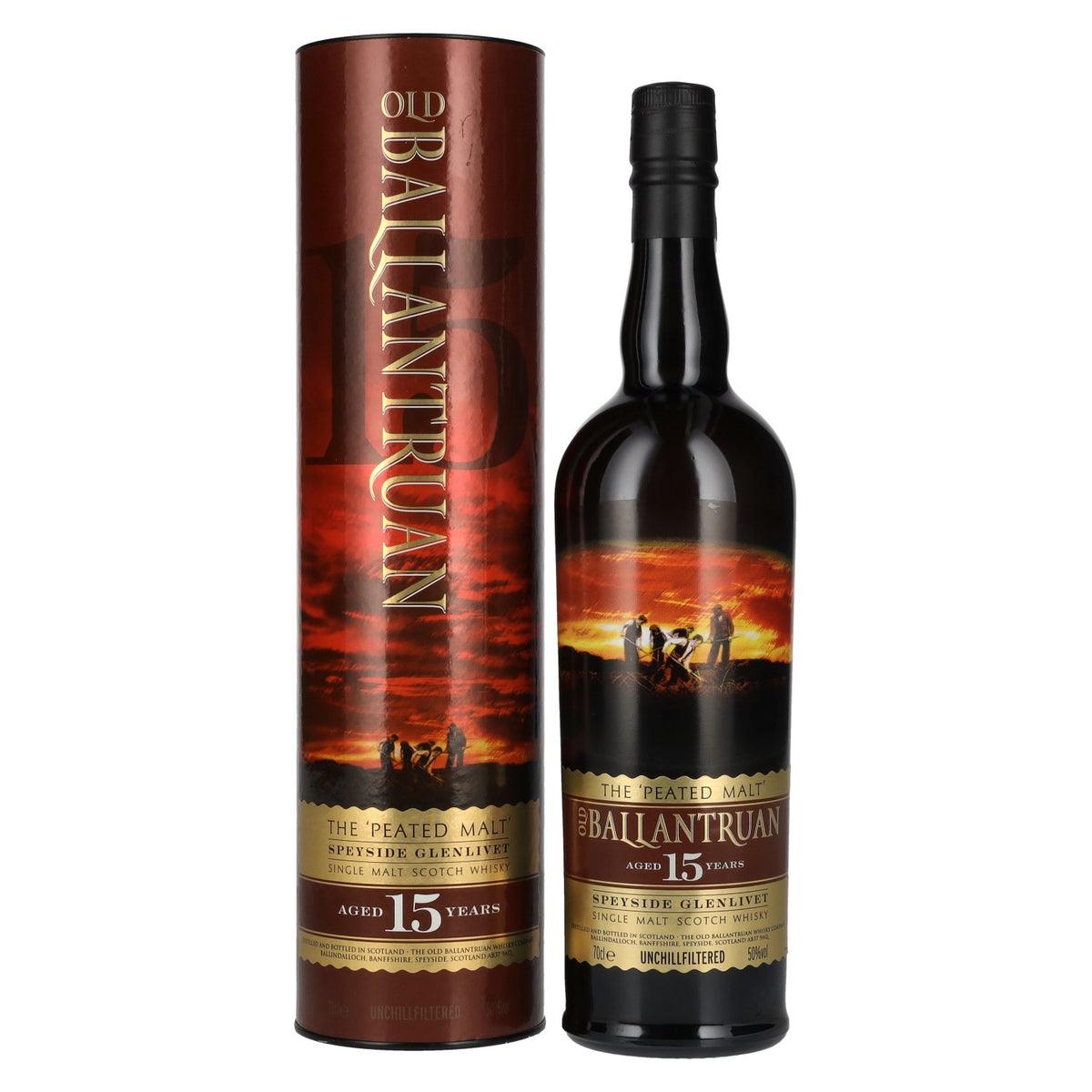 Old Ballantruan Whisky 15 Years Old The Peated Malt Single Malt Scotch Whisky 50% vol. 0.7 l in a gift box