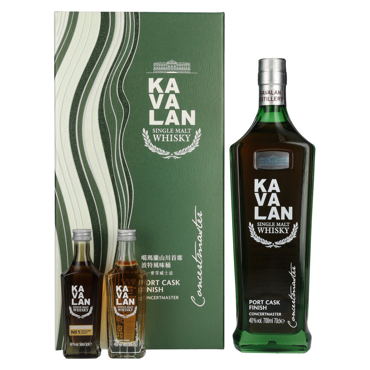 Kavalan CONCERTMASTER Port Cask Finish Single Malt Whisky 40% Vol. 0.7l in gift box with 2x0.05l miniatures