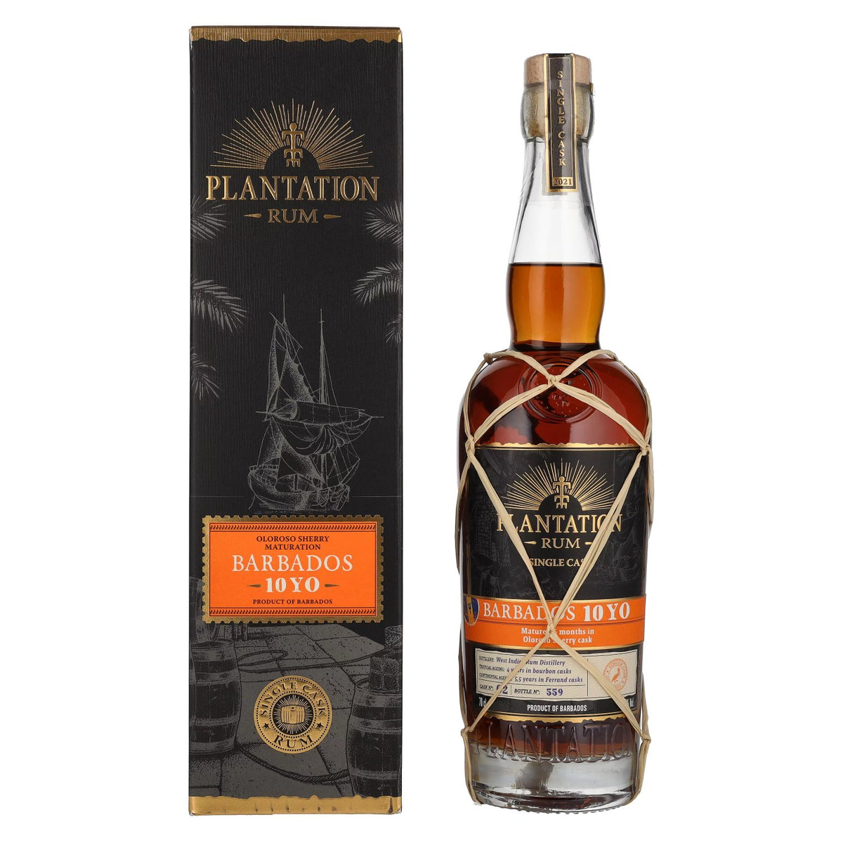 Plantation Rum BARBADOS 10 Years Old Oloroso Sherry Maturation Edition 2021 49% Vol. 0,7l en coffret cadeau
