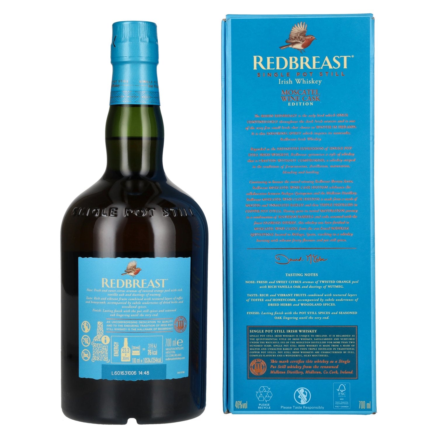 Redbreast IBERIAN SERIES Single Pot Still Irish Whiskey MOSCATEL WINE CASK 46% Vol. 0,7l en coffret cadeau