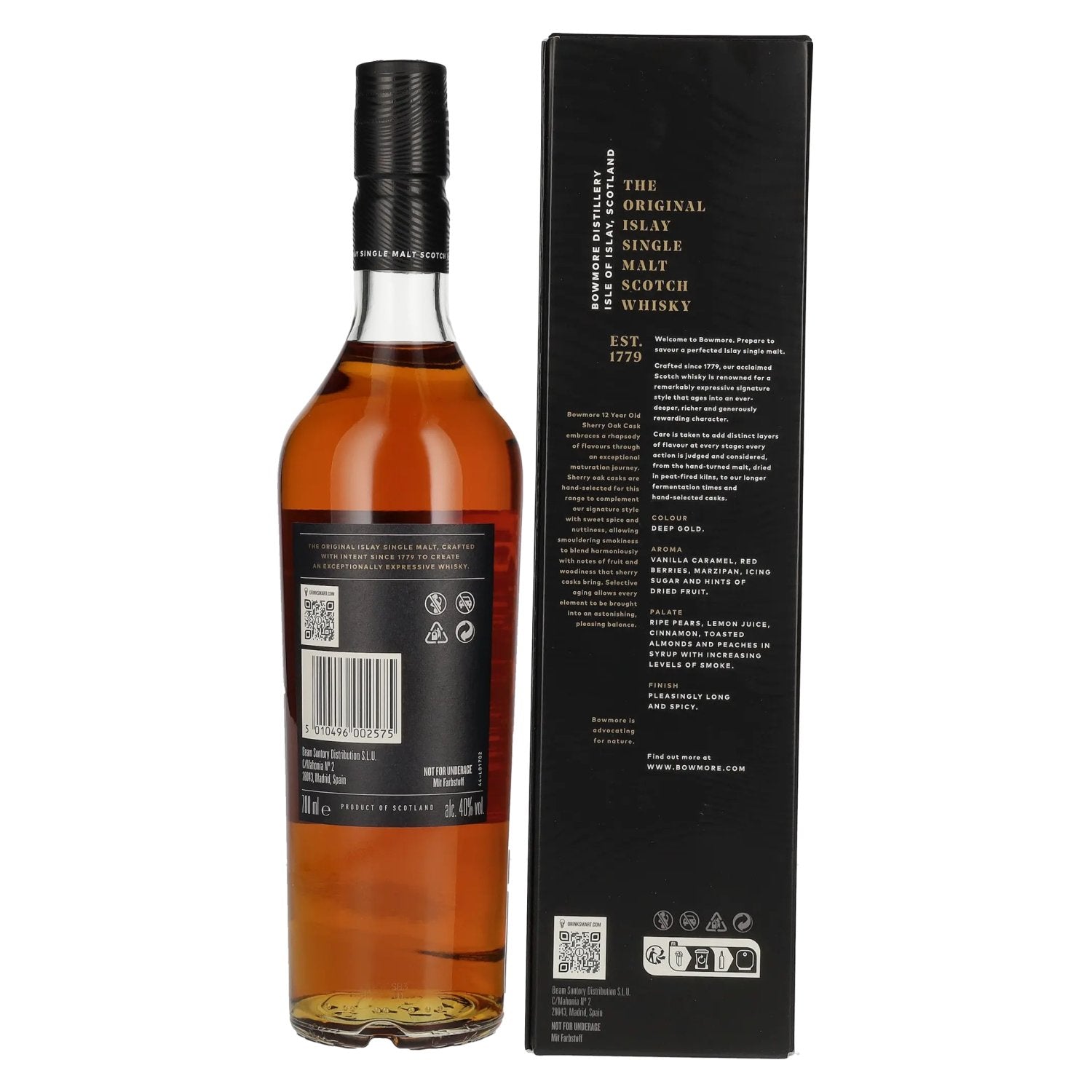 Bowmore 12 Years Old Sherry Oak Cask Islay Single Malt 40% Vol. 0,7l in gift box