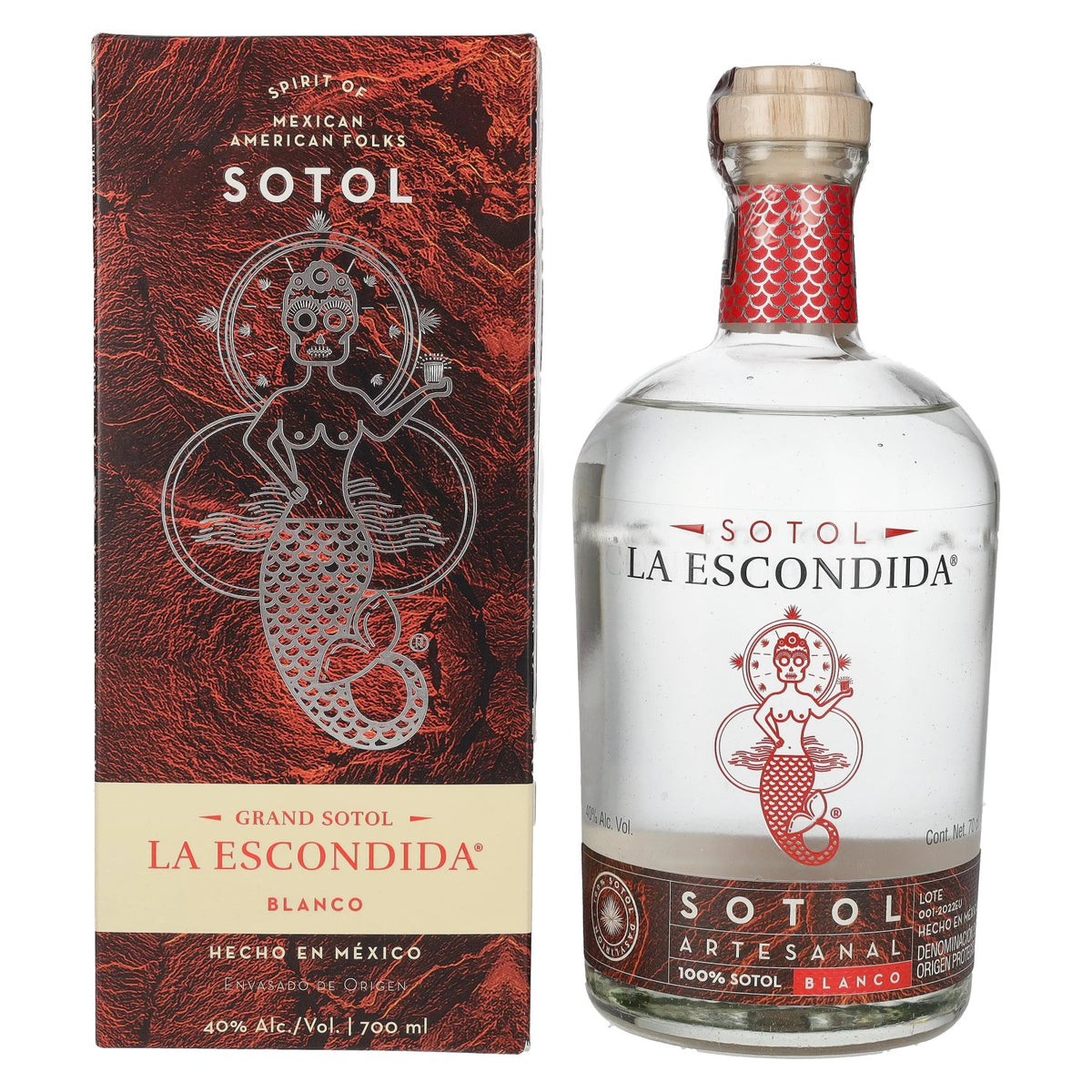 La Escondida Sotol Artesanal Blanco 40% Vol. 0,7l in gift box