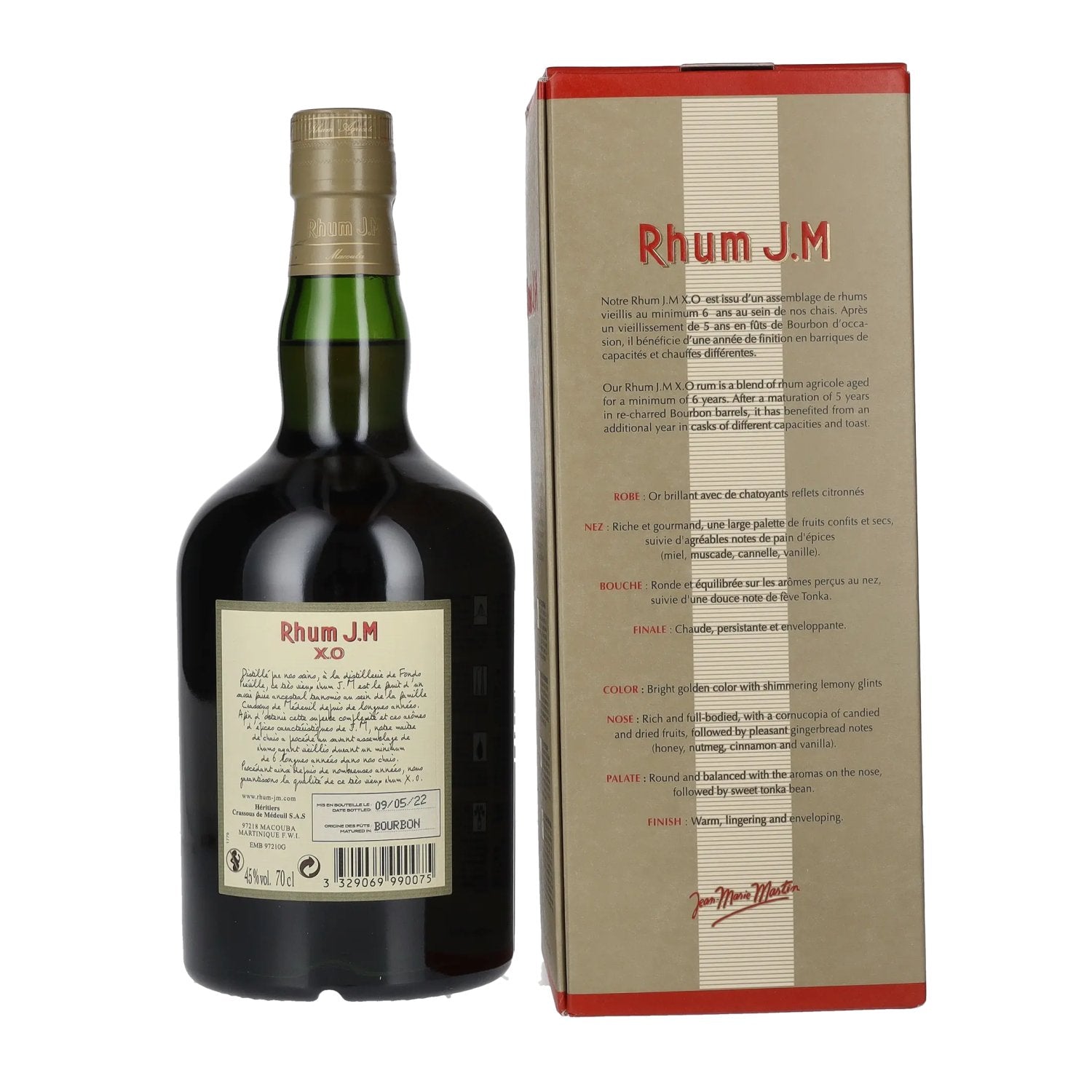 Rhum J.M Très Vieux Rhum Agricole X.O 45% vol. 0,7l en coffret cadeau