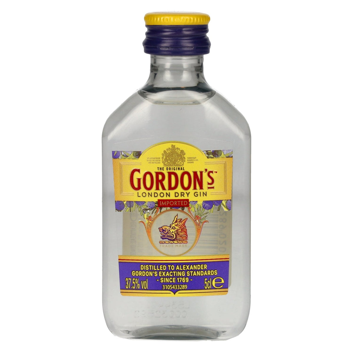 Gordon's London Dry Gin 37,5 % vol. 0,05 l en bouteille PET