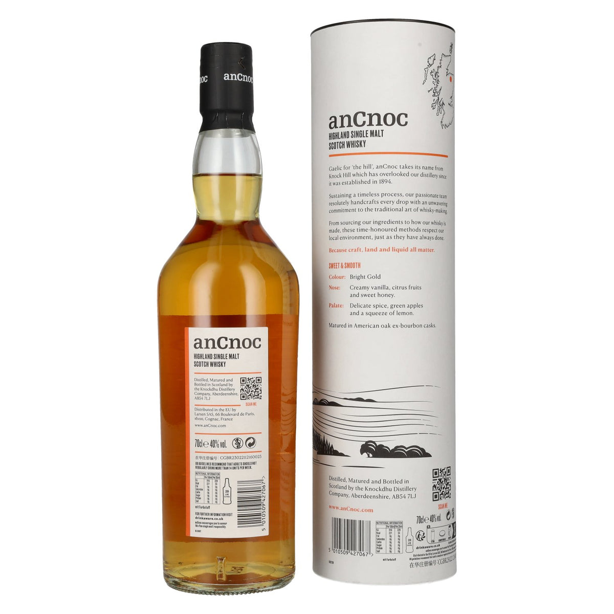 AnCnoc 12 Years Old Highland Single Malt 40% Vol. 0,7l en coffret cadeau